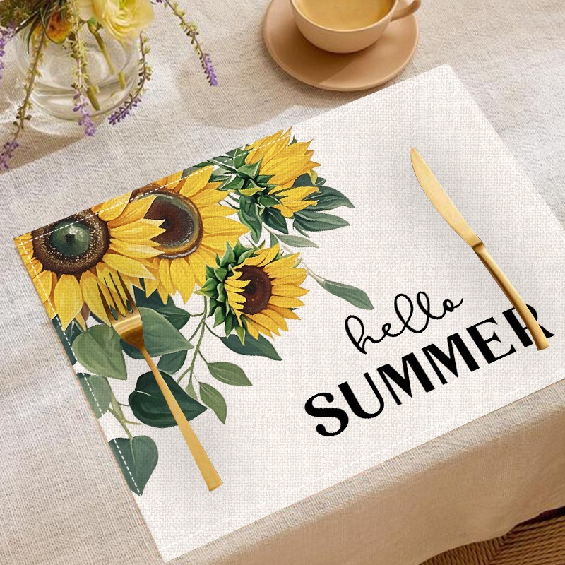 Linen Table Runner - 5PCS 봄 여름 꽃 해바라기 테이블