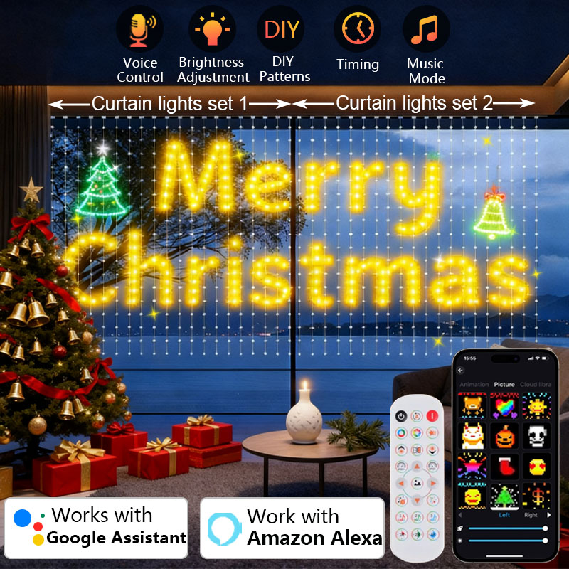 Home Decor Free App - 1/2PCS 400LED 스마트 커튼 라이트 크리스마스