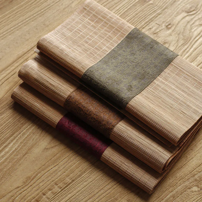 Linen Table Runner - 직물 소재의 대나무 티 매트, 린넨