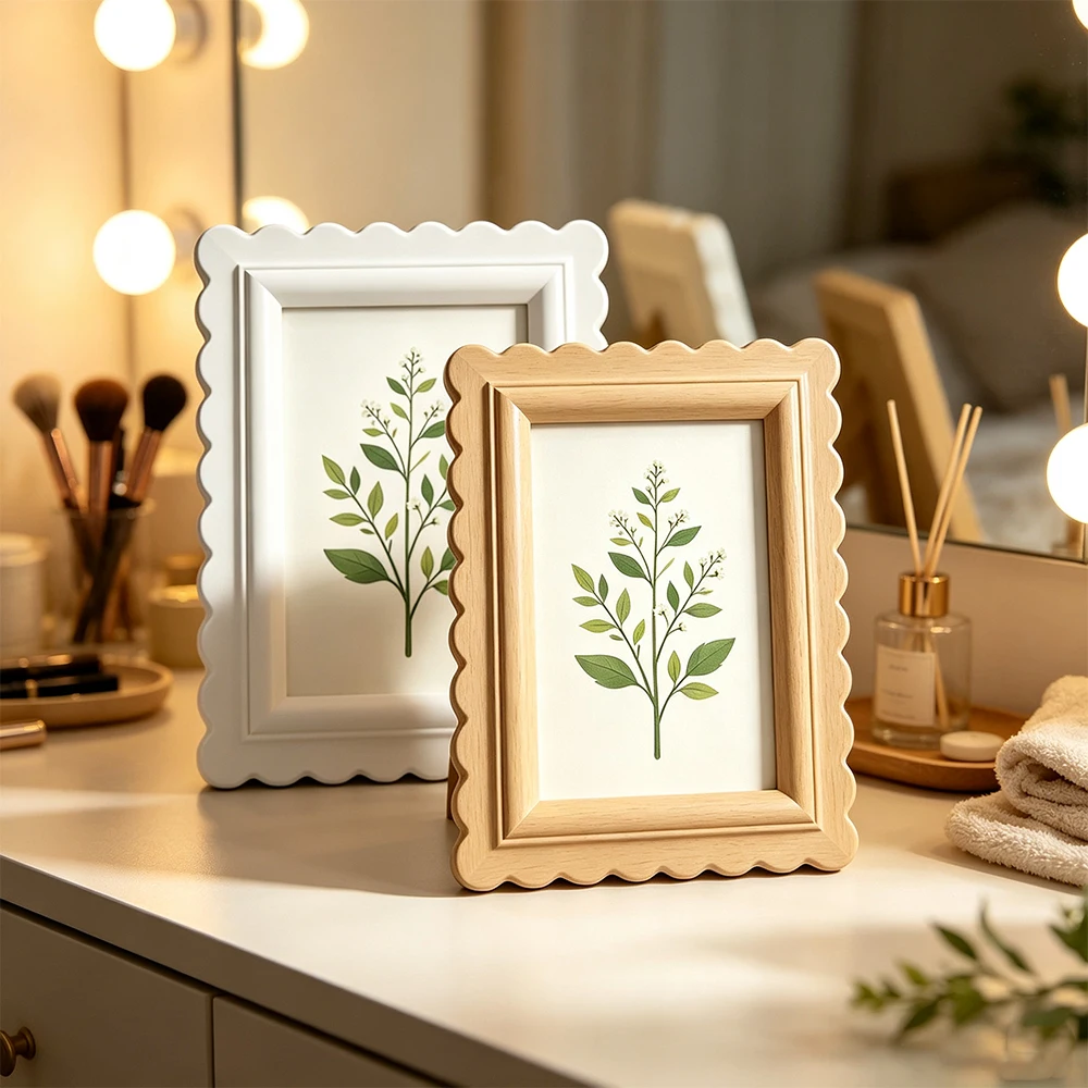 보헤미안 스타일의 베이지색 물결 모양 테두리가 있는 사 - Bamboo Photo Frame 리뷰 및 가격