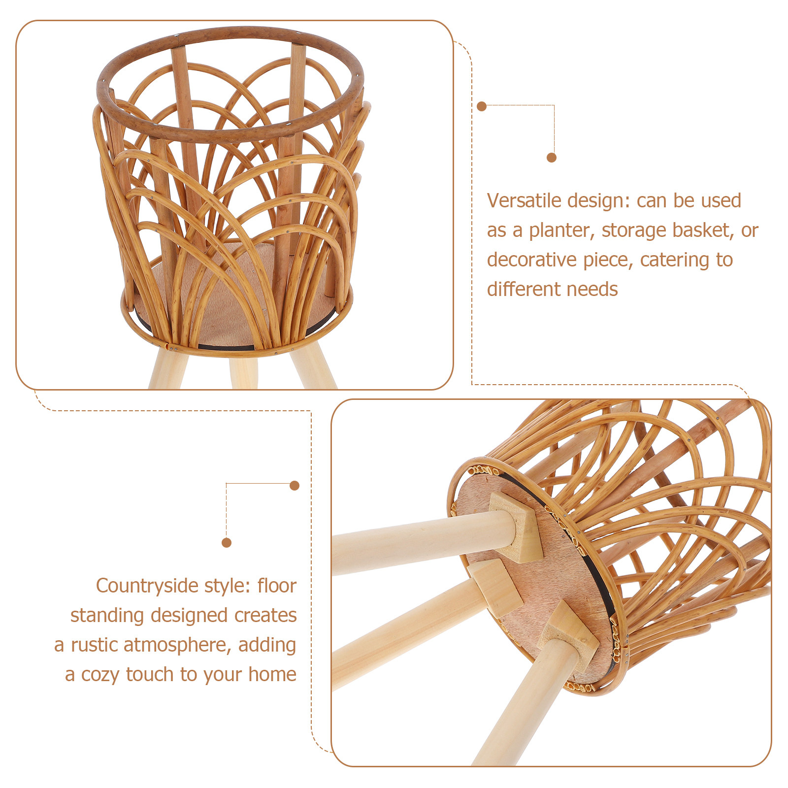 나무 소재의 라탄 화분 받침대, 나무 화분 받침대, 가 - Rattan Plant Basket 리뷰 및 가격