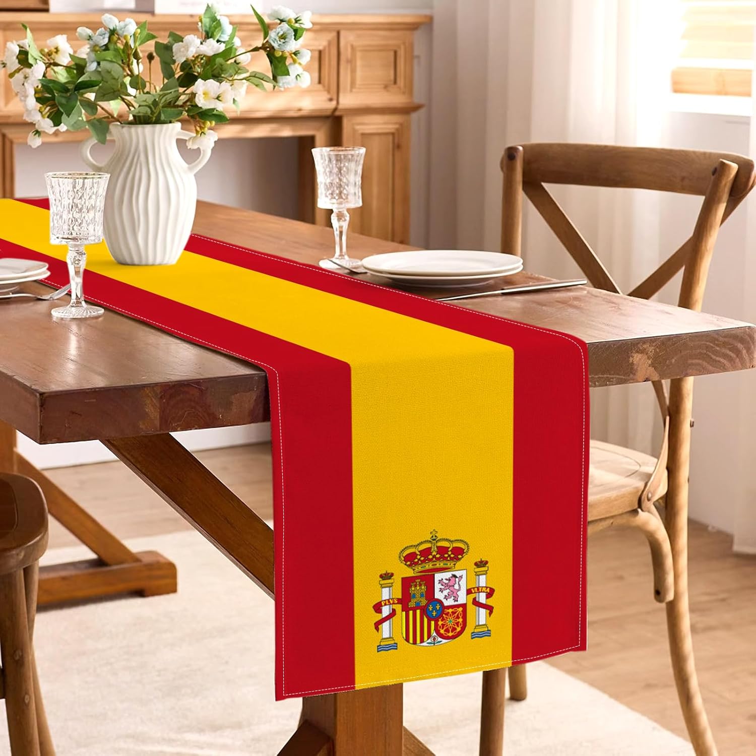스페인 국기 리넨 테이블 러너 스페인 축제 생일 파티  - Linen Table Runner 리뷰 및 가격