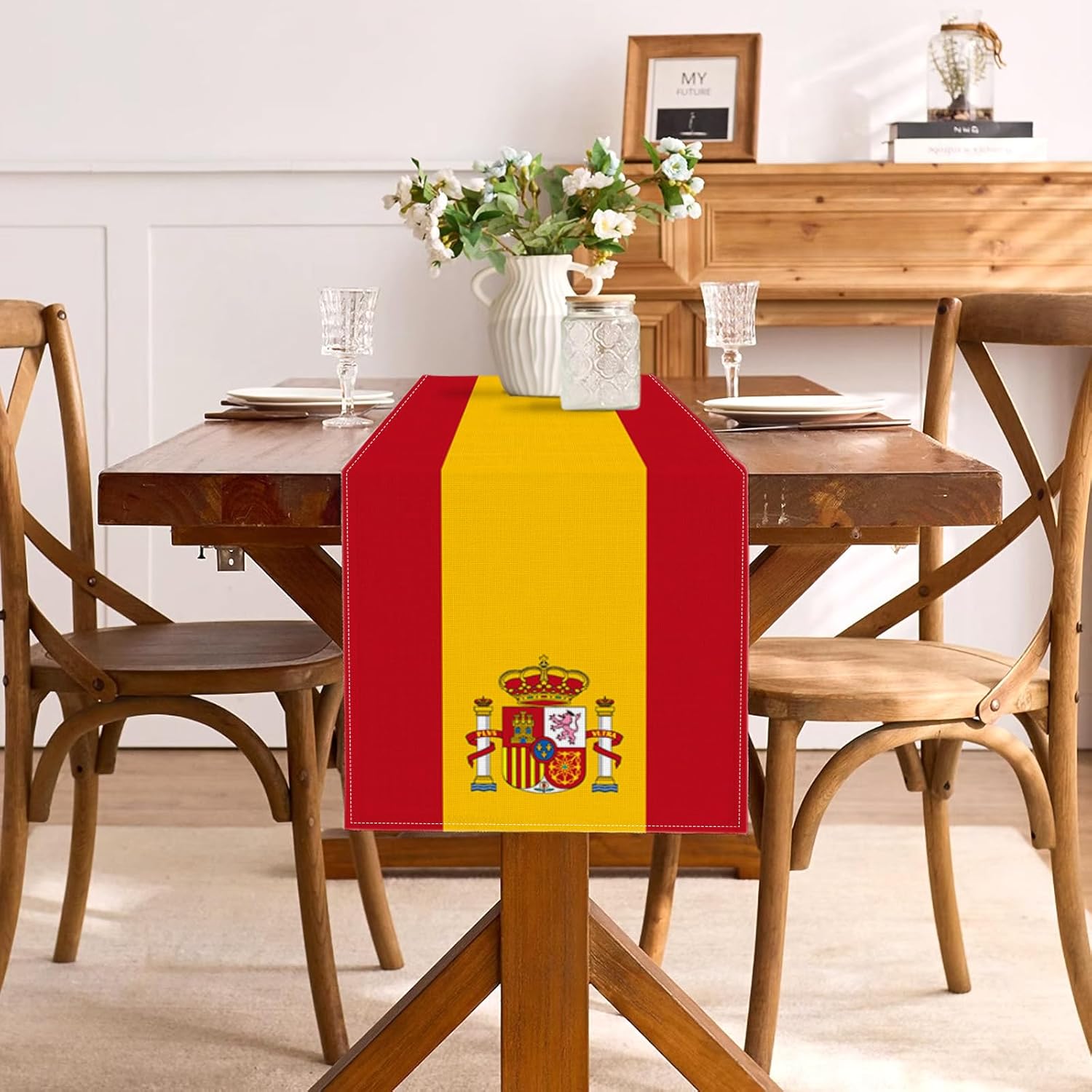 스페인 국기 리넨 테이블 러너 스페인 축제 생일 파티  - Linen Table Runner 리뷰 및 가격
