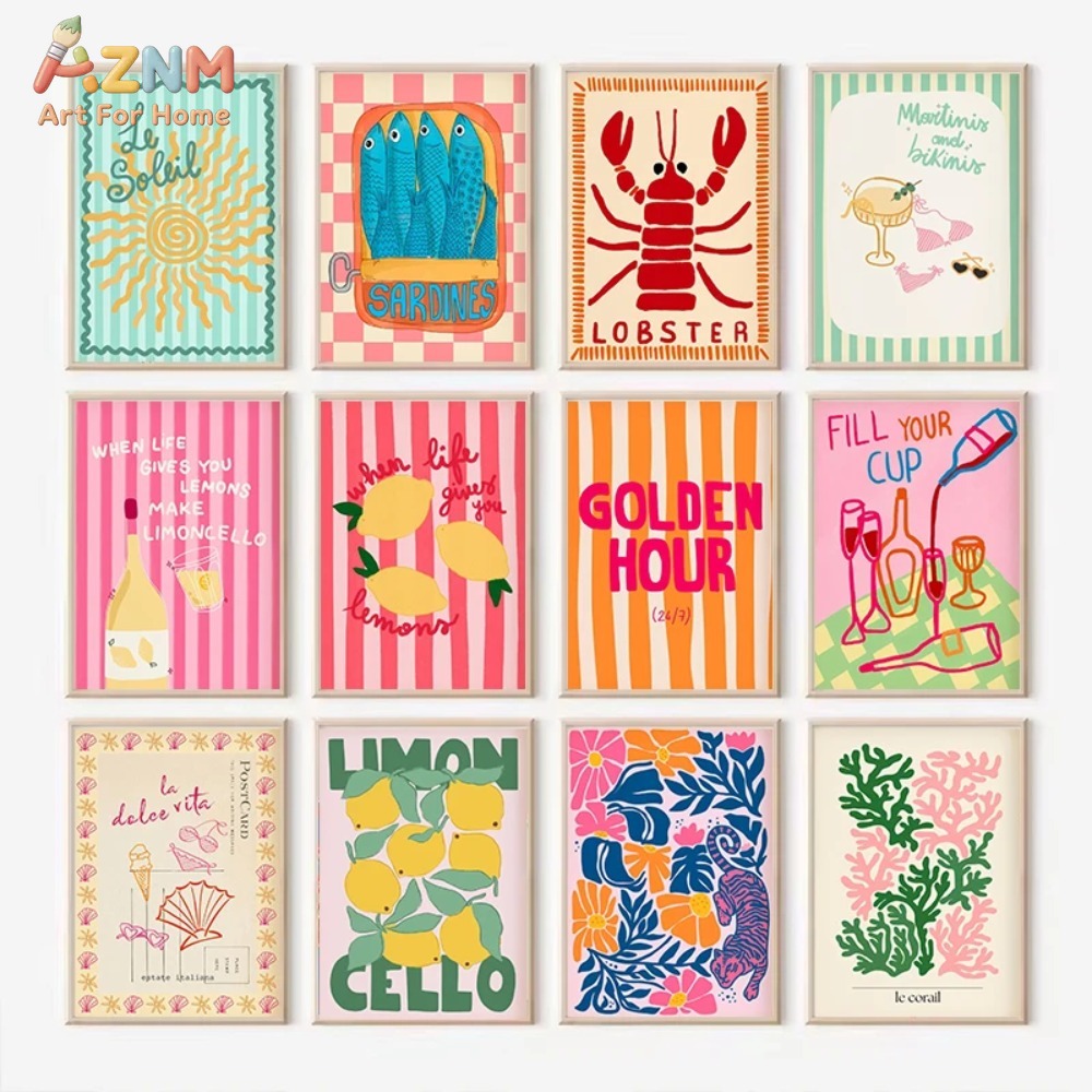 AZNM 다채로운 여름 레몬 랍스터 해산물 칵테일 타이 - Home Decor Y2K 리뷰 및 가격