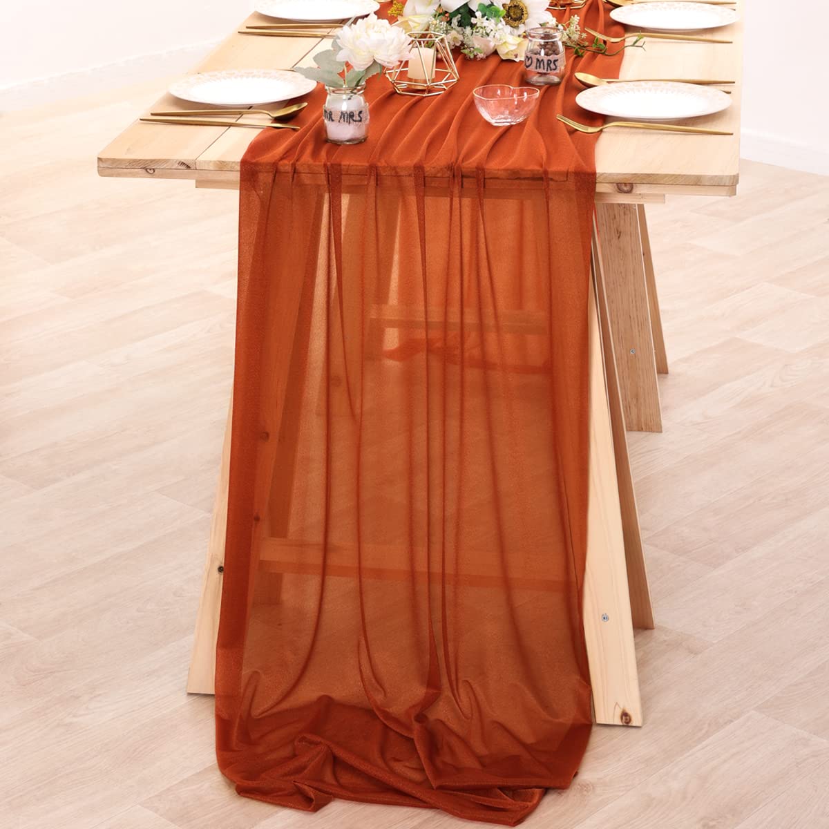 시폰 테이블 러너 누드 쉬어 패브릭 실크 웨딩 아치 오 - Linen Table Runner 리뷰 및 가격