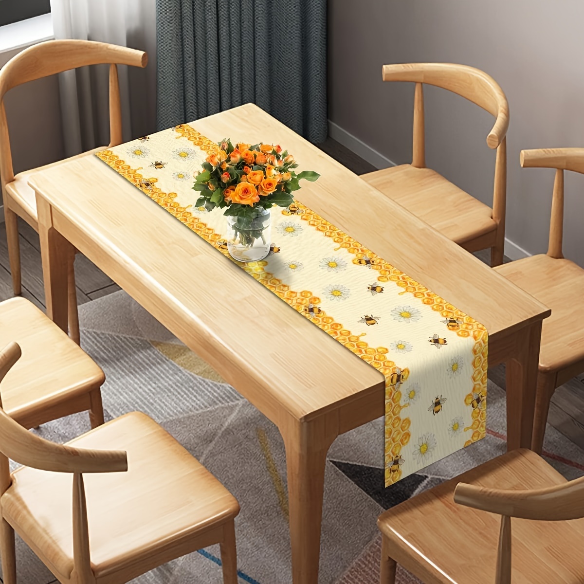 리넨 꿀벌 데이지 테이블 러너, 소박한 홈 농가 테이블 - Linen Table Runner 리뷰 및 가격