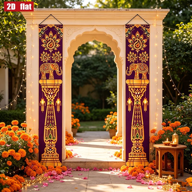 VIKAMA 2Pcs 디왈리 현관 배너 인도 코끼리 공 - Home Decor Indonesia 리뷰 및 가격