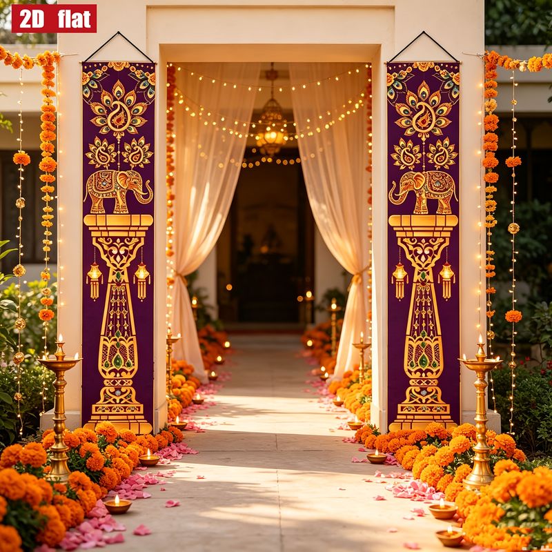 VIKAMA 2Pcs 디왈리 현관 배너 인도 코끼리 공 - Home Decor Indonesia 리뷰 및 가격