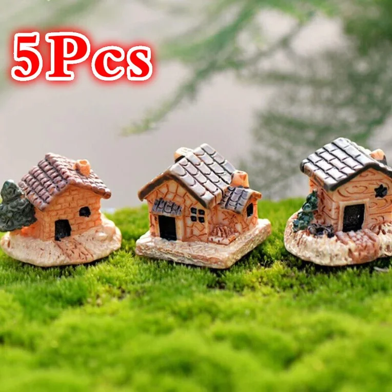 5개/대 미니 인형 집 스톤 하우스 수지 장식 홈 및  - Home Decor Za 리뷰 및 가격