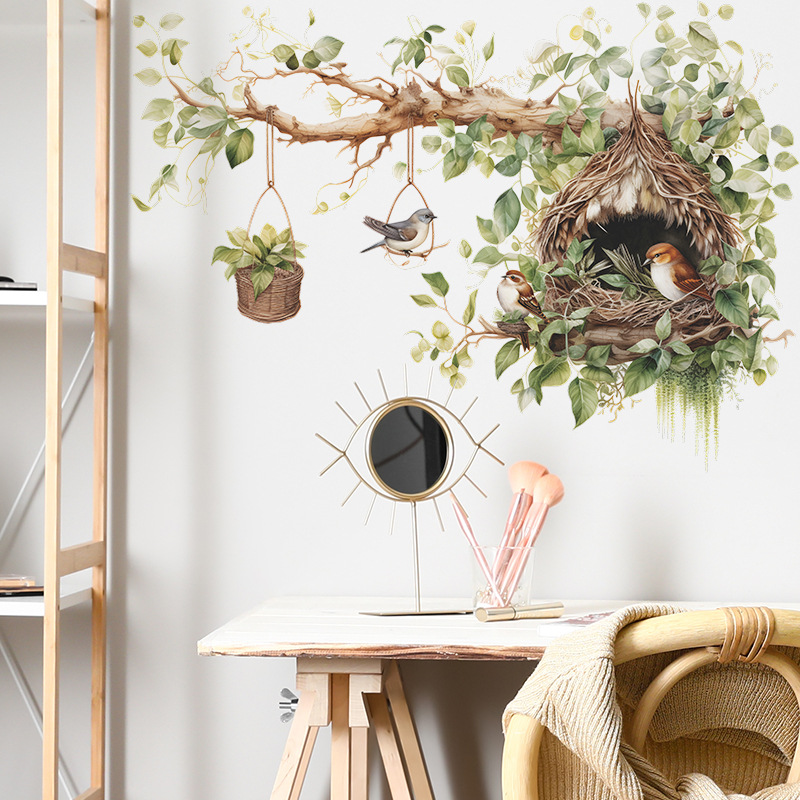 거실 침실 장식을위한 대형 벽 스티커 중국 스타일 나뭇 - Home Decor Indonesia 리뷰 및 가격
