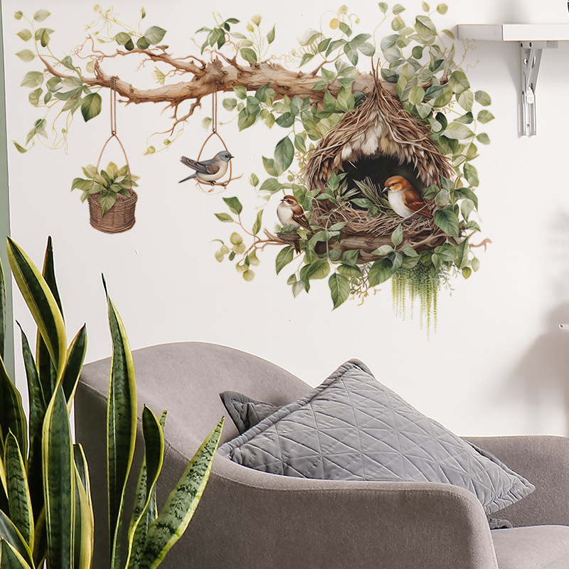 거실 침실 장식을위한 대형 벽 스티커 중국 스타일 나뭇 - Home Decor Indonesia 리뷰 및 가격