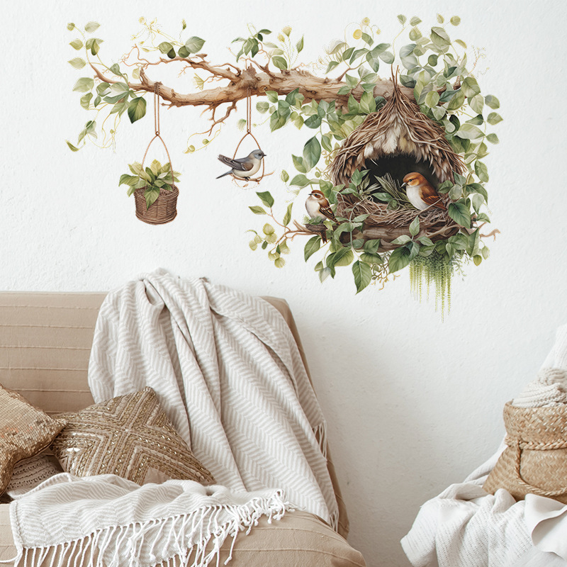 거실 침실 장식을위한 대형 벽 스티커 중국 스타일 나뭇 - Home Decor Indonesia 리뷰 및 가격