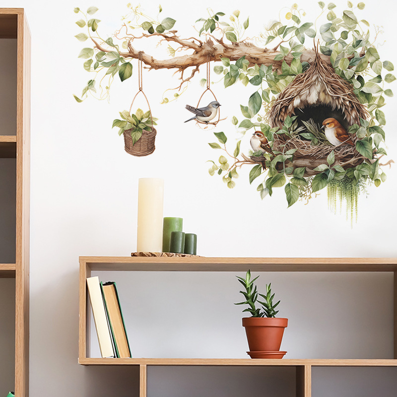 거실 침실 장식을위한 대형 벽 스티커 중국 스타일 나뭇 - Home Decor Indonesia 리뷰 및 가격